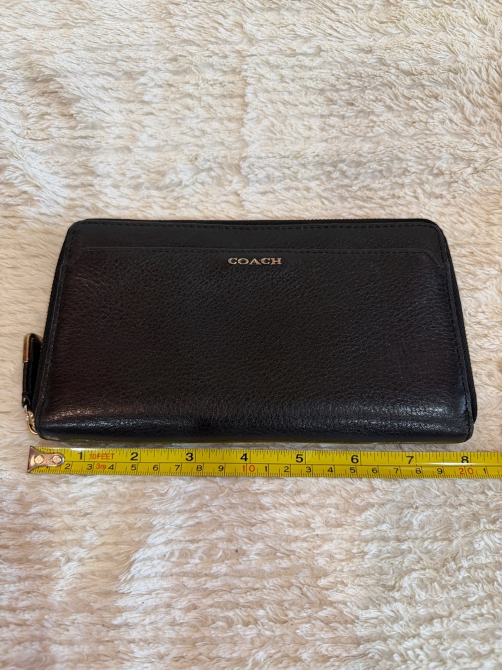 Coach Black Pebbled Leather Zip Around Wallet - Picture 5 of 7